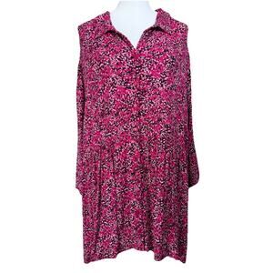 Catherines Top Blouse Tunic Plus Size 3X Button Front Loose Fit CottageCore